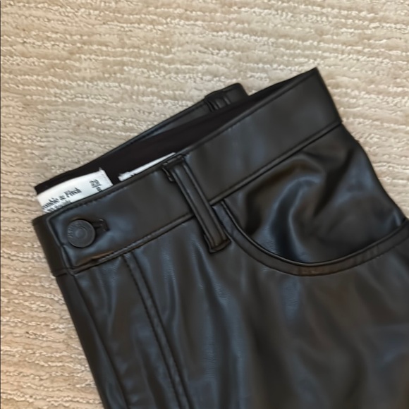Abercrombie & Fitch Jet Black Leatherette Trousers - Picture 2 of 10